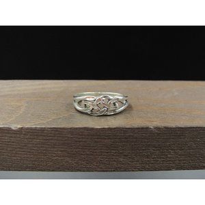 Size 5.75 Sterling Silver Diamond Cut Knots Band Ring Vintage Statement